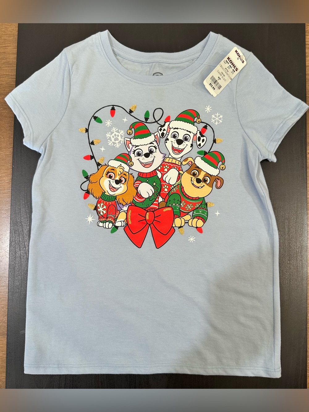 Kohl's Light Blue Paw Patrol Holiday Graphic Tee - Size 7 - New With Tags